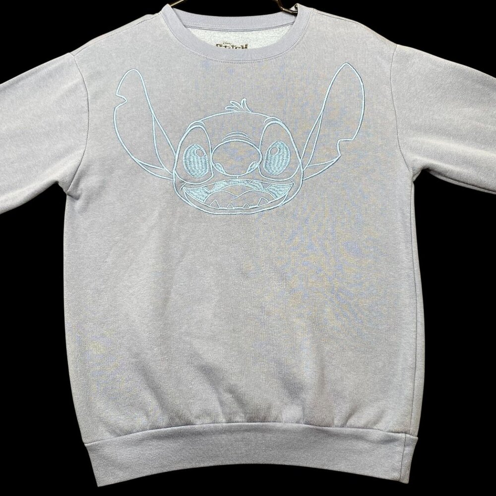 Disney Stitch Unisex Baby Blue Sweatshirt Size XS Embroidered Front Back Design